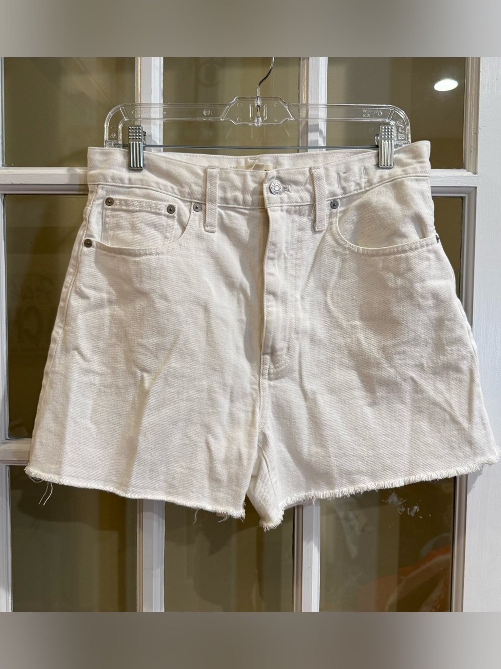 MADEWELL The Mom Jean Short White High Waisted Relaxed Size 28